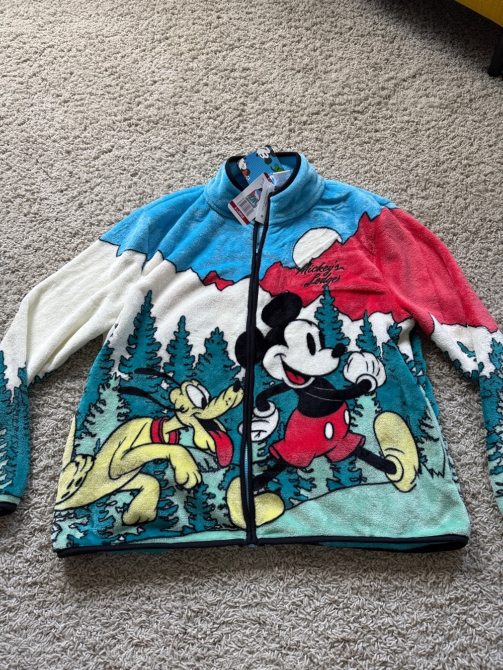 Viral Mickey Mouse Camping Fleece Jacket NWT